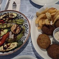 Grilled vegetables and falafel at Stou Roushia in Larnaca