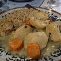Artichoke with lemon sauce and rice at Stou Roushia in Larnaca
