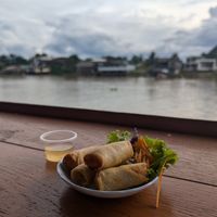 Vegetable spring rolls at Baan Rim Nam Riverside in Surat Thani