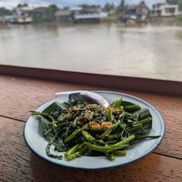 Garlic morning Glory! at Baan Rim Nam Riverside in Surat Thani