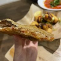 Deep fried pizza at Mono in Glasgow