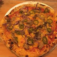 Jerk “chicken” vegan pizza  at Mono in Glasgow