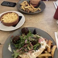 Kofta flatbread, mini Mac and burger  at Mono in Glasgow