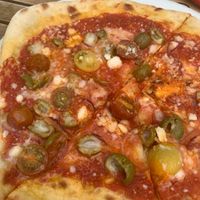 Olive pizza  at Mono in Glasgow