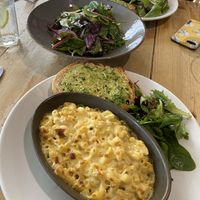 Vegan Macaroni Cheese with Garlic Bread and Garden Salad  at Mono in Glasgow