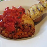 lentil lasagna close-up at Mono in Glasgow