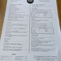 Menu at Mono in Glasgow