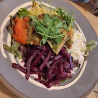 Delicious souvlaki bowl at Mono in Glasgow