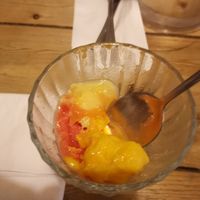 Sorbet: blood orange, passion fruit and mango at Mono in Glasgow