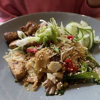 Peanut noodle bowl - good but a teeny big bland and dry- could use something salty like soy, peanuts, or just salt and/or some ginger and/or some kind of sauce  at Mono in Glasgow