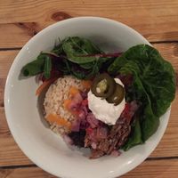 Jackfruit burrito- as a salad! Yum!  at Mono in Glasgow