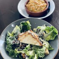 Caesar salad and mac and cheesee  at Mono in Glasgow