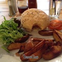 Veggie burger with cajun-seasoned chips at Mono in Glasgow