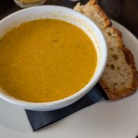 Soup of the day (cauliflower chili) at Mono in Glasgow