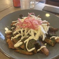 Kebab loaded chips - seitan kebab a bit tough sadly   at Mono in Glasgow