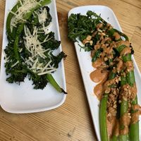 Tender-stem broccoli and peanut sauce and chilli and Parmesan   at Mono in Glasgow