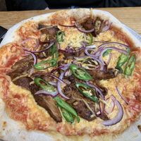 Korean BBQ pizza  at Mono in Glasgow