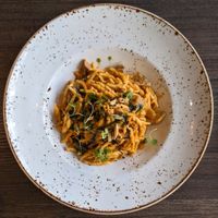 Vegan Hand Rolled Trofie Pasta, Purple Artichokes, Apulian Almond Pesto And Peperoncino at Amò in Central Singapore