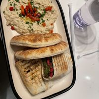 Falafel shawarma with side of babaghanoush  at Meddys in Kansas City