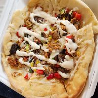 Flatbread Special - Roasted Garlic Aioli and Italian Sausage at The Red Fern in Rochester