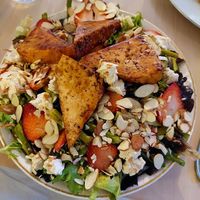 Strawberry salad with maple tofu, divine at The Red Fern in Rochester