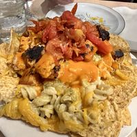 Mac-n-cheese nachos with buffalo tempeh  at The Red Fern in Rochester