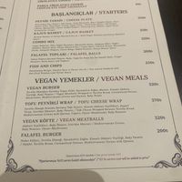 Menu  at Lattas Coffee in Istanbul