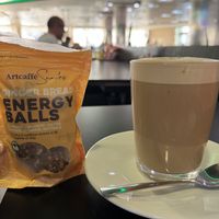 Soy latte and ginger energy balls (1000ks approx)  at JKIA - Artcaffe in Nairobi