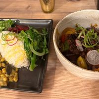 Chickpea curry and teriyaki tofu  at Kato Pan Asian Cuisine in Newcastle Upon Tyne