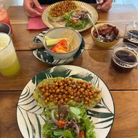 Vegan Guacamole Toast with toasted chickpeas/ Hummus with toasts and vegetables  at Bainema in Angra Do Heroismo