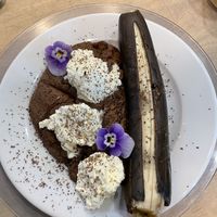Breakfast: banana and chocolate with cream   at NO TU OliDeli in Warsaw