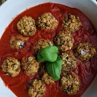 Alkaline 'meatballs' with housemade marinara sauce  at Alkaline Valley - Order & Pick-Up in Amsterdam