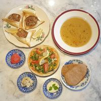 middle east vegan lunch. Sfijas stuffed with lentils at La Cocina de la Abuela en Bariloche in San Carlos De Bariloche