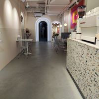 Minimal indoor seating at Cinnamood in Basel