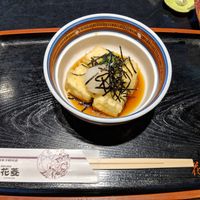 Vegan agedashi tofu at Hanabishi in Koya