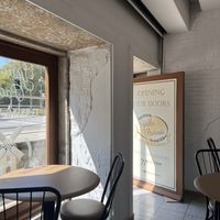 Small but inviting dining area  at Yalla Padaria in Porto