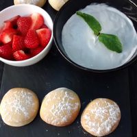 scones, strawberries and coconut cream at Raw - La Suite West in West London