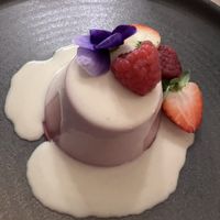 Panna cotta with white chocolate   at Manna 2 in Warsaw