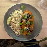 Indian kofta with tofu and plums  at Manna 2 in Warsaw