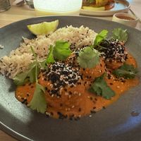 Indian kofta with tofu and plums  at Manna 2 in Warsaw