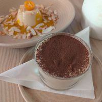 speculoos tiramisù and panna cotta with passion fruit at Manna 2 in Warsaw