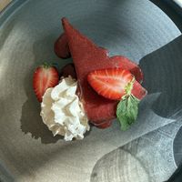 Brownie with chocolate mousse  at Manna 2 in Warsaw