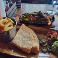 Fajitas made vegan by removing the cheese and sour cream at Hogs & Heifers Swords  in Swords