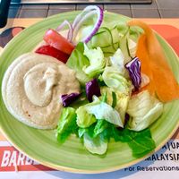 Hummus and salad bar items at Barbeque Nation - Avenues Mall in Muscat