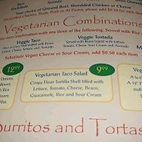Veg menu as of Feb. 2018 at La Quesadilla Mexican Grill in St John