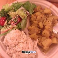 Vegan pumpkin curry with veggies and brown rice.  $8. Delicious!! at Roots Cafe in Honolulu
