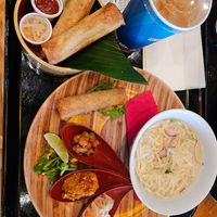 Tasteless pho and mini side dish spoons. at Lost World Restaurant - Universal Studios Japan in Osaka