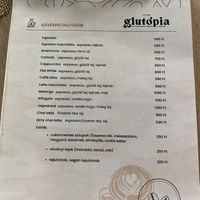 Menu in English & Hungarian   at Glutopia in Szolnok