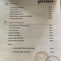 Menu in Hungarian   at Glutopia in Szolnok