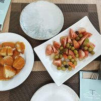 Papas Arrugás y tomate partido. at Alameda Tapas in Cartagena